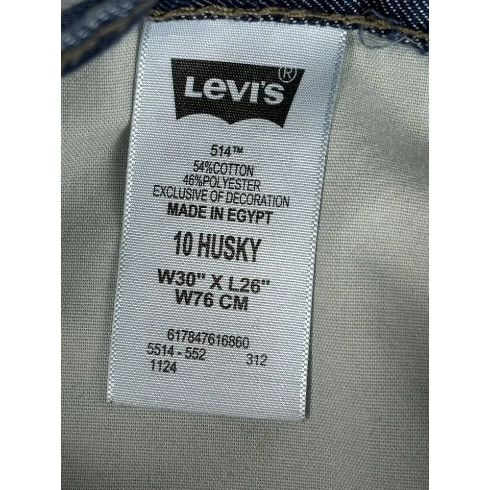 Levi's 514 Jeans Boys Blue Slim Straight Size 10M Husky 30x26 (30x27 Measured)‎